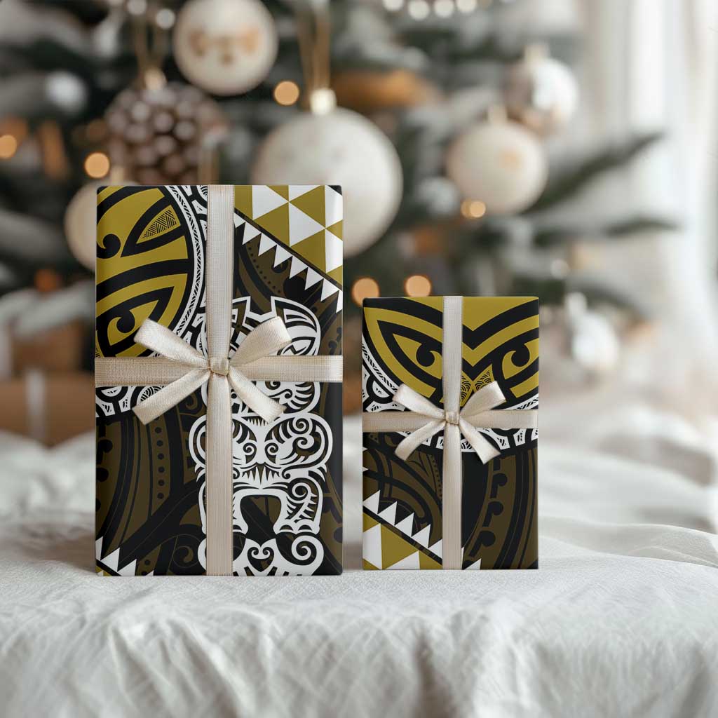 Yellow Aotearoa Niho Taniwha Wrapping Paper Maori Mythology Tooth - Taniko Motifs - Aussie Hoodie