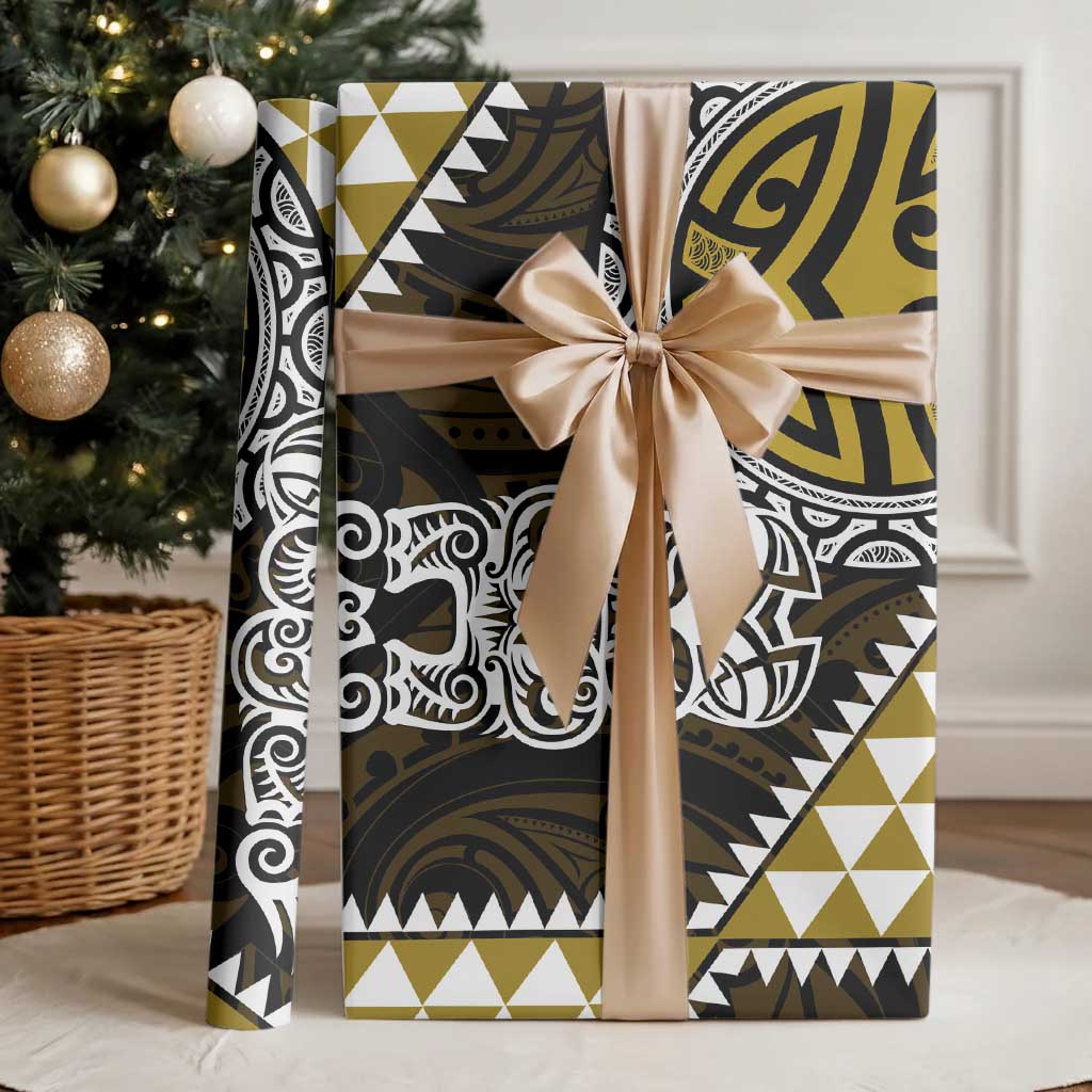 Yellow Aotearoa Niho Taniwha Wrapping Paper Maori Mythology Tooth - Taniko Motifs - Aussie Hoodie