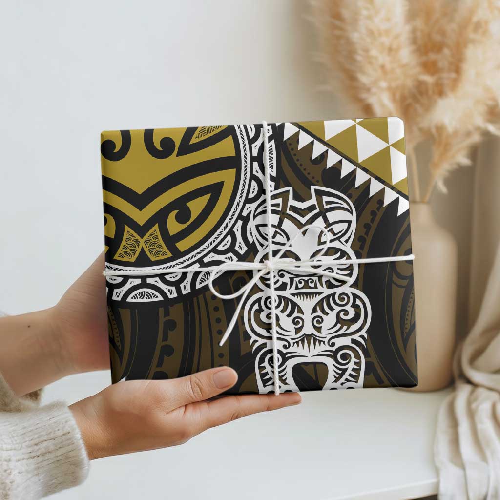 Yellow Aotearoa Niho Taniwha Wrapping Paper Maori Mythology Tooth - Taniko Motifs - Aussie Hoodie