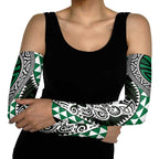 Green Aotearoa Niho Taniwha Arm Sleeves Maori Mythology Tooth - Taniko Motifs - Aussie Hoodie