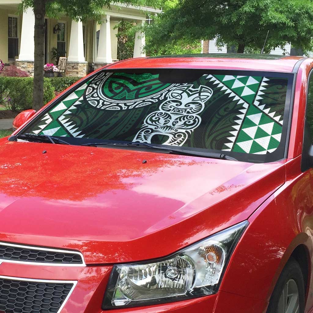 Green Aotearoa Niho Taniwha Auto Sun Shade Maori Mythology Tooth - Taniko Motifs - Aussie Hoodie