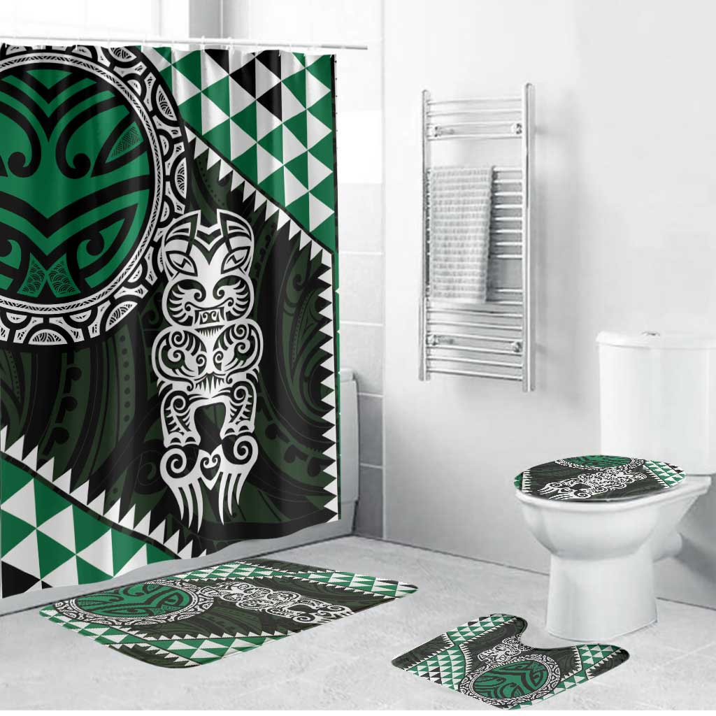Green Aotearoa Niho Taniwha Bathroom Set Maori Mythology Tooth - Taniko Motifs - Aussie Hoodie