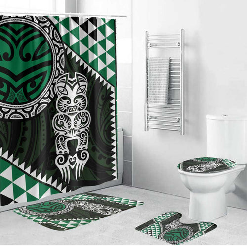 Green Aotearoa Niho Taniwha Bathroom Set Maori Mythology Tooth - Taniko Motifs - Aussie Hoodie