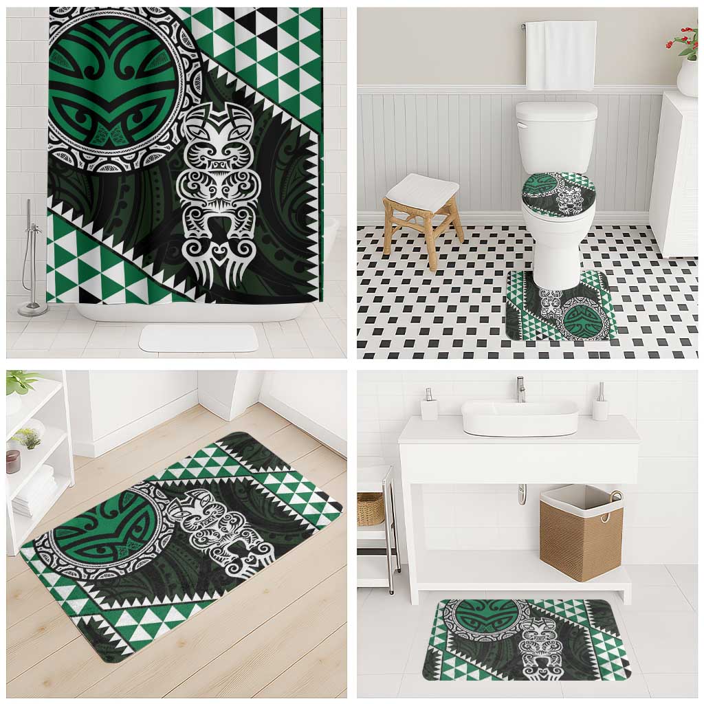 Green Aotearoa Niho Taniwha Bathroom Set Maori Mythology Tooth - Taniko Motifs - Aussie Hoodie