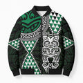 Green Aotearoa Niho Taniwha Bomber Puffer Jacket Maori Mythology Tooth - Taniko Motifs - Aussie Hoodie