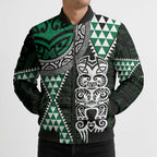 Green Aotearoa Niho Taniwha Bomber Puffer Jacket Maori Mythology Tooth - Taniko Motifs - Aussie Hoodie