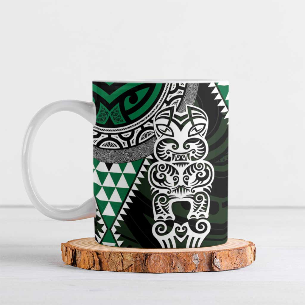 Green Aotearoa Niho Taniwha Ceramic Mug Maori Mythology Tooth - Taniko Motifs - Aussie Hoodie