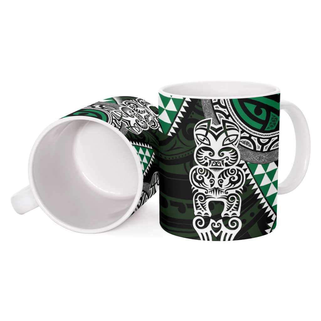 Green Aotearoa Niho Taniwha Ceramic Mug Maori Mythology Tooth - Taniko Motifs - Aussie Hoodie