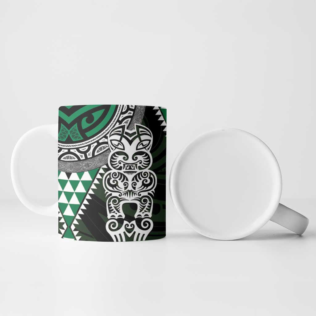 Green Aotearoa Niho Taniwha Ceramic Mug Maori Mythology Tooth - Taniko Motifs - Aussie Hoodie