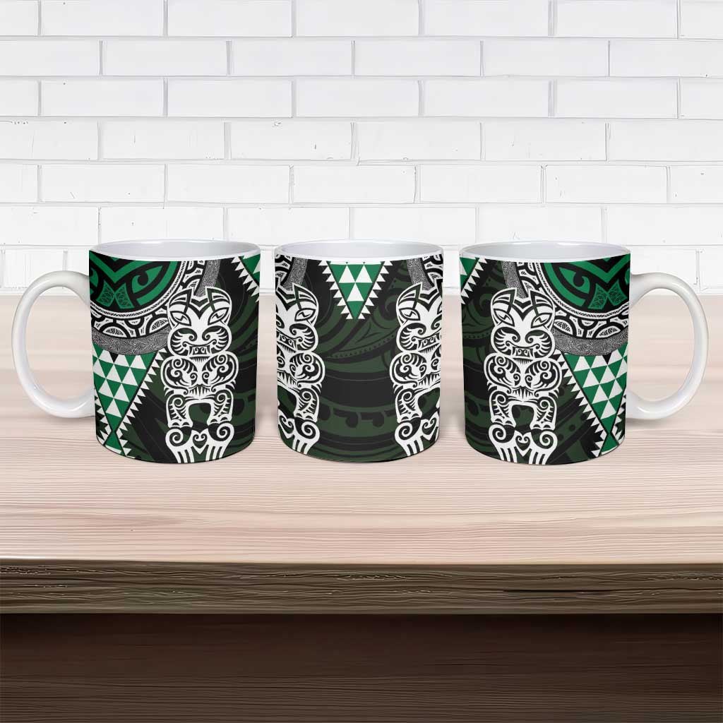 Green Aotearoa Niho Taniwha Ceramic Mug Maori Mythology Tooth - Taniko Motifs - Aussie Hoodie
