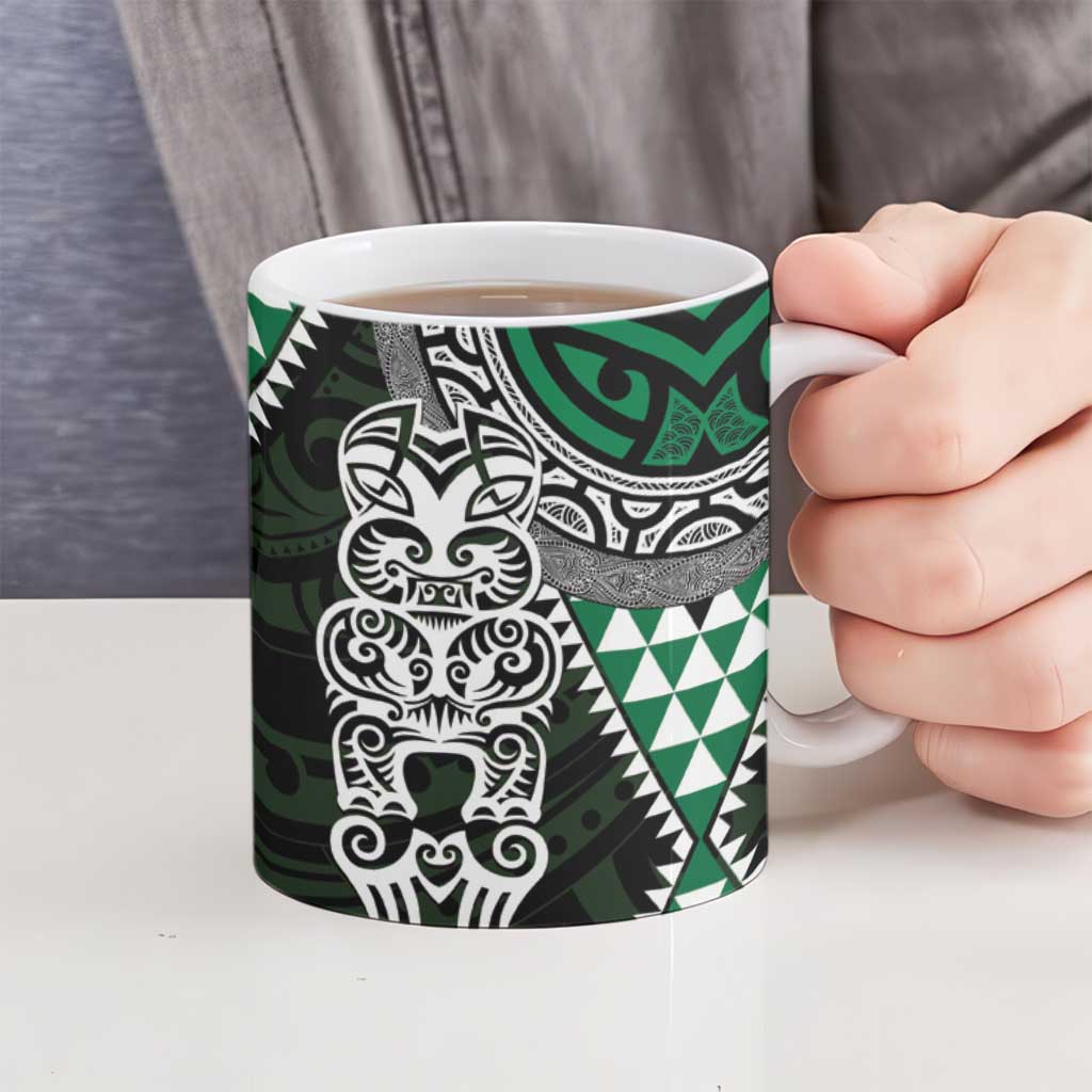 Green Aotearoa Niho Taniwha Ceramic Mug Maori Mythology Tooth - Taniko Motifs - Aussie Hoodie