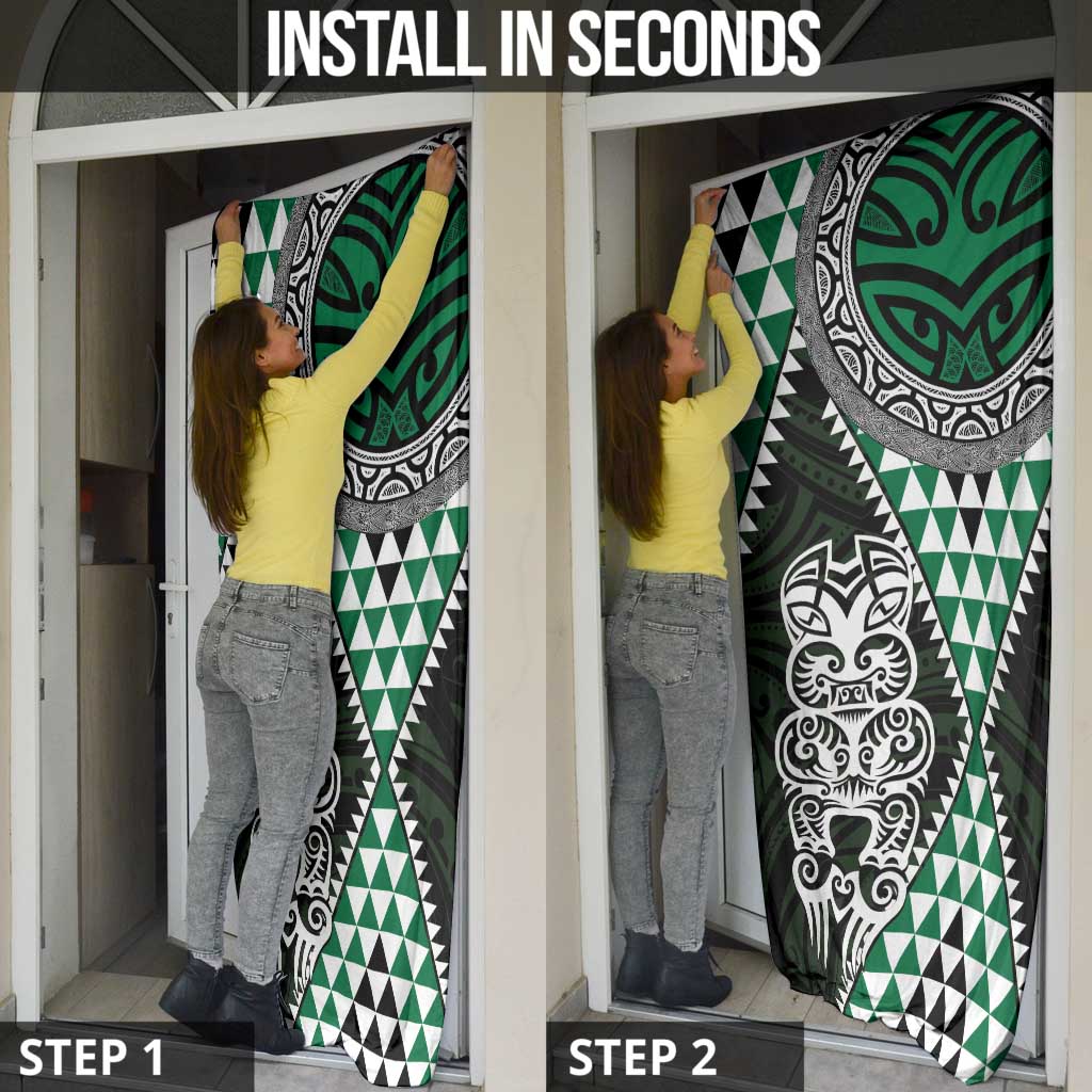 Green Aotearoa Niho Taniwha Door Cover Maori Mythology Tooth - Taniko Motifs - Aussie Hoodie
