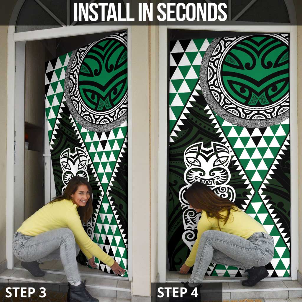 Green Aotearoa Niho Taniwha Door Cover Maori Mythology Tooth - Taniko Motifs - Aussie Hoodie