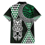 Green Aotearoa Niho Taniwha Family Matching Summer Maxi Dress and Hawaiian Shirt Maori Mythology Tooth - Taniko Motifs