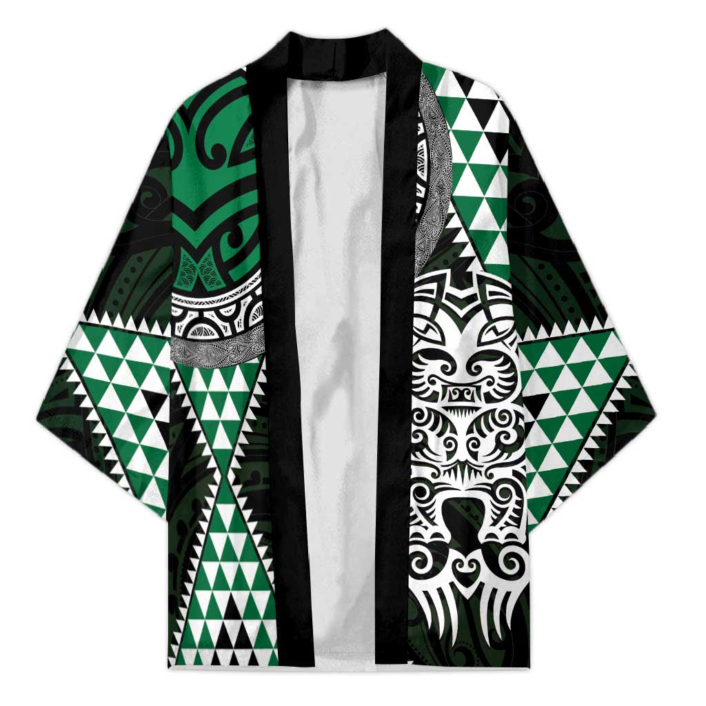 Green Aotearoa Niho Taniwha Kimono Maori Mythology Tooth - Taniko Motifs - Aussie Hoodie