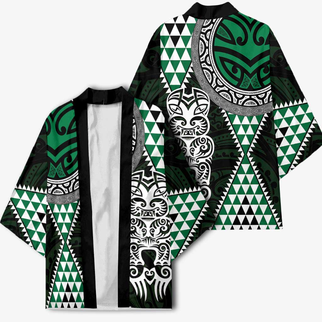 Green Aotearoa Niho Taniwha Kimono Maori Mythology Tooth - Taniko Motifs - Aussie Hoodie