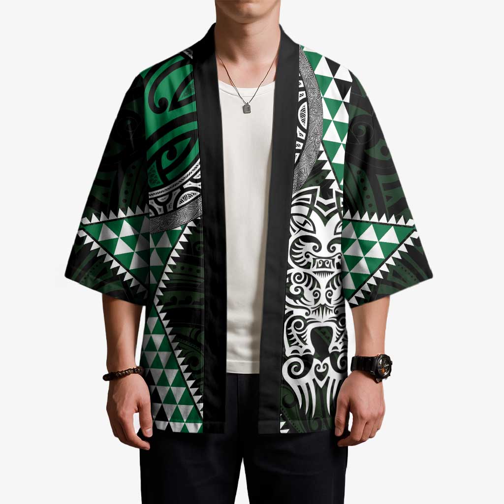 Green Aotearoa Niho Taniwha Kimono Maori Mythology Tooth - Taniko Motifs - Aussie Hoodie