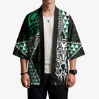Green Aotearoa Niho Taniwha Kimono Maori Mythology Tooth - Taniko Motifs - Aussie Hoodie
