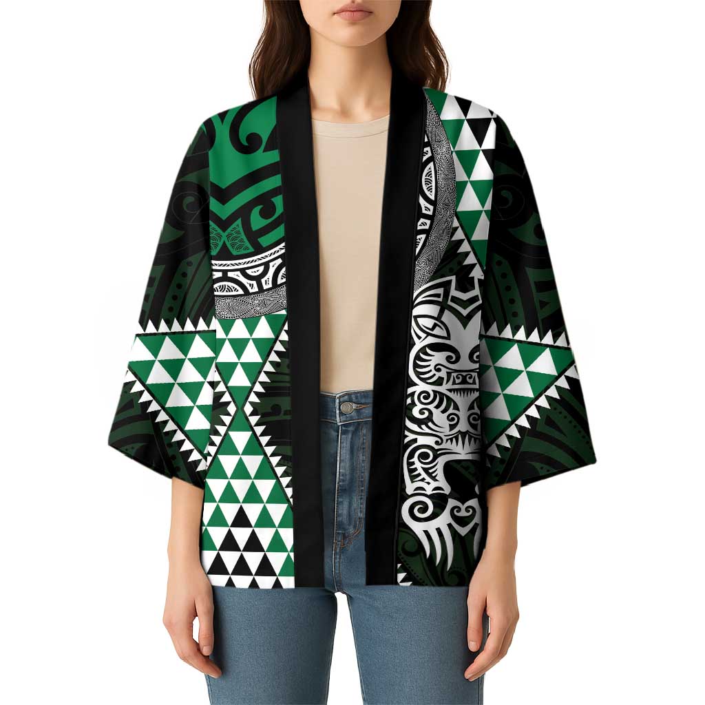 Green Aotearoa Niho Taniwha Kimono Maori Mythology Tooth - Taniko Motifs - Aussie Hoodie