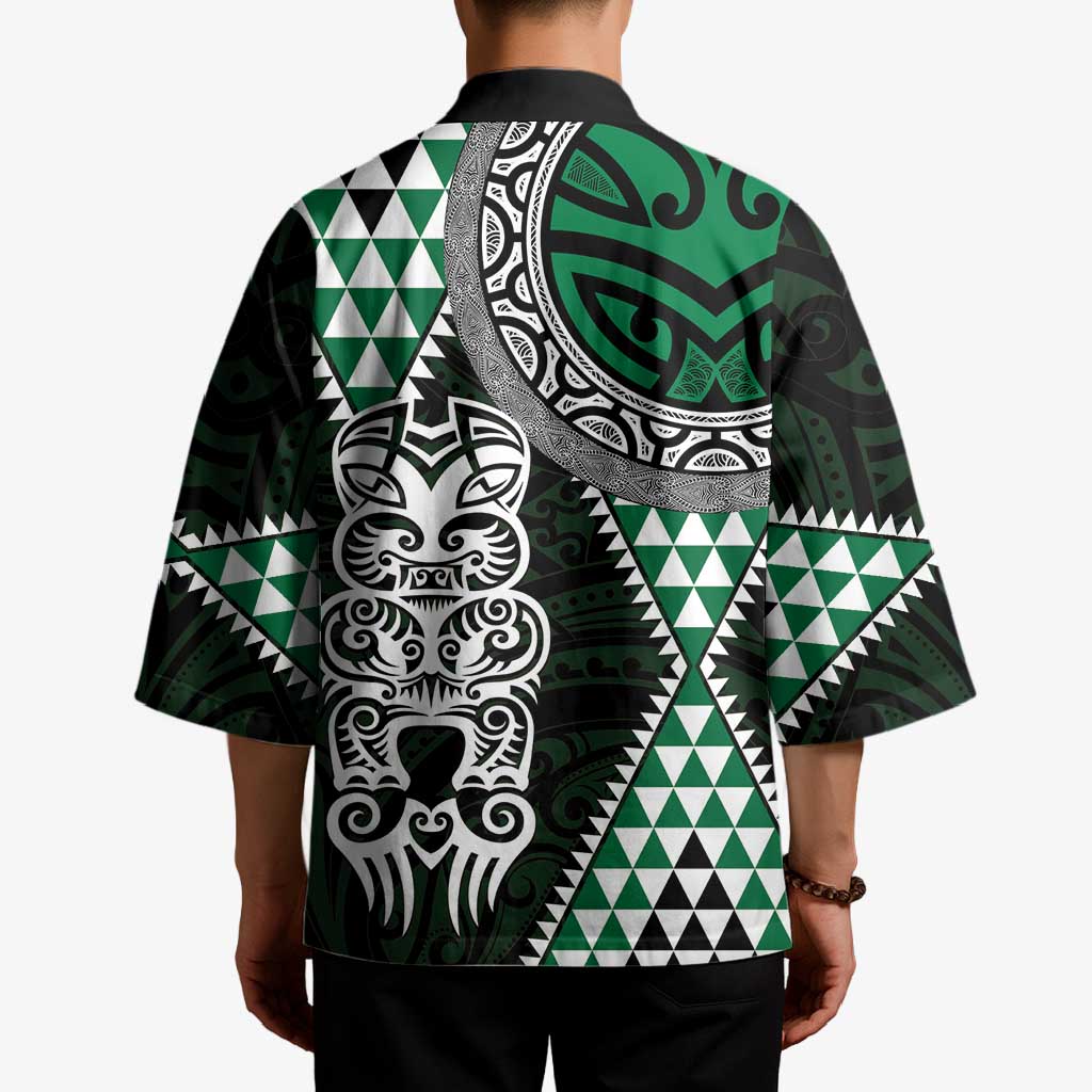 Green Aotearoa Niho Taniwha Kimono Maori Mythology Tooth - Taniko Motifs - Aussie Hoodie