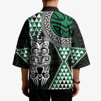Green Aotearoa Niho Taniwha Kimono Maori Mythology Tooth - Taniko Motifs - Aussie Hoodie