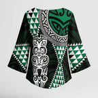 Green Aotearoa Niho Taniwha Kimono Sleeve Blouse Maori Mythology Tooth - Taniko Motifs - Aussie Hoodie
