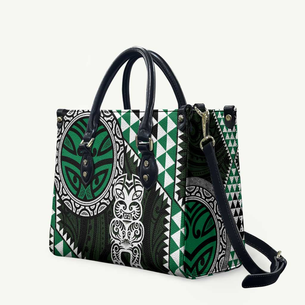 Green Aotearoa Niho Taniwha Leather Bag Maori Mythology Tooth - Taniko Motifs - Aussie Hoodie
