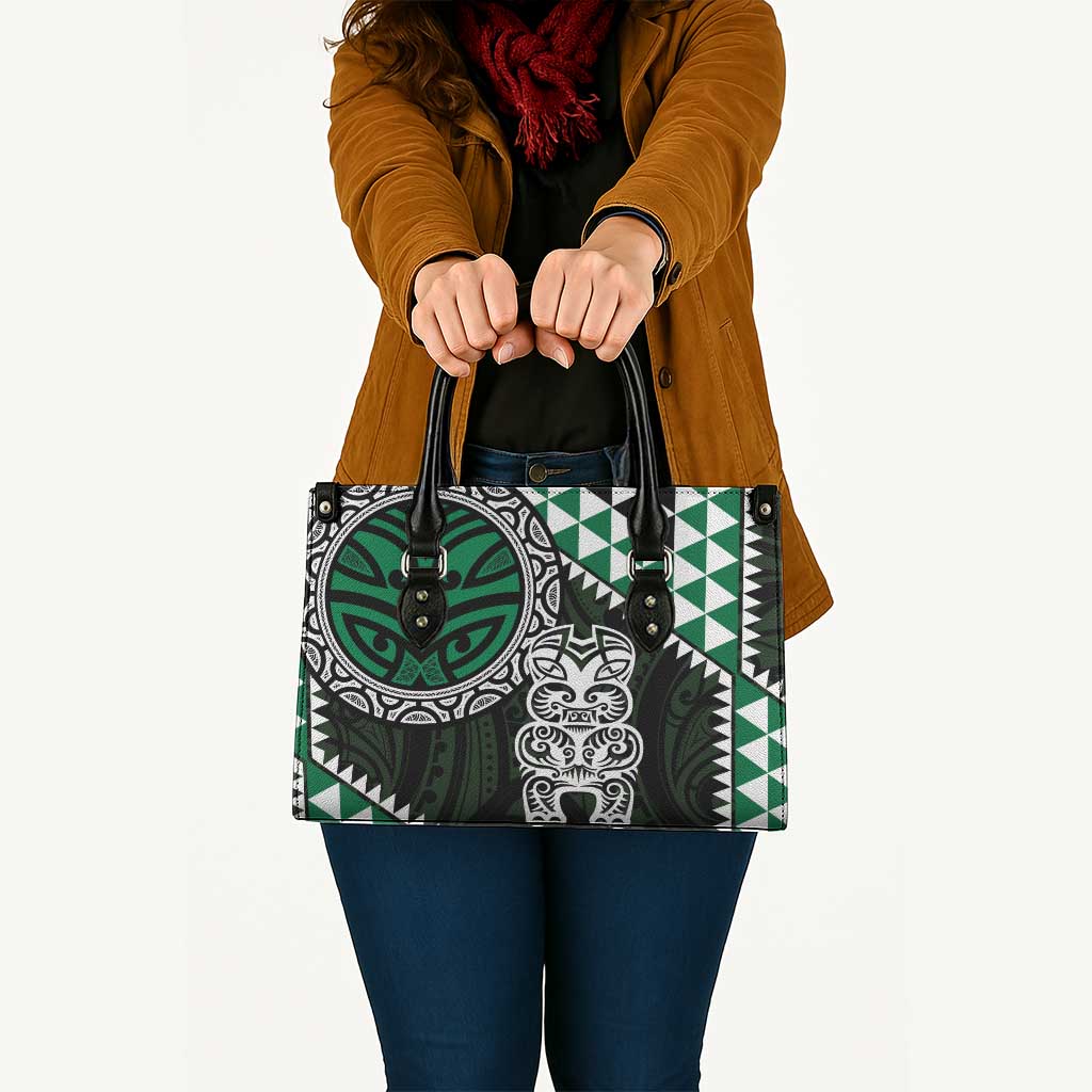 Green Aotearoa Niho Taniwha Leather Bag Maori Mythology Tooth - Taniko Motifs - Aussie Hoodie