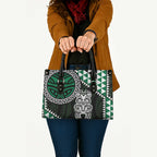 Green Aotearoa Niho Taniwha Leather Bag Maori Mythology Tooth - Taniko Motifs - Aussie Hoodie