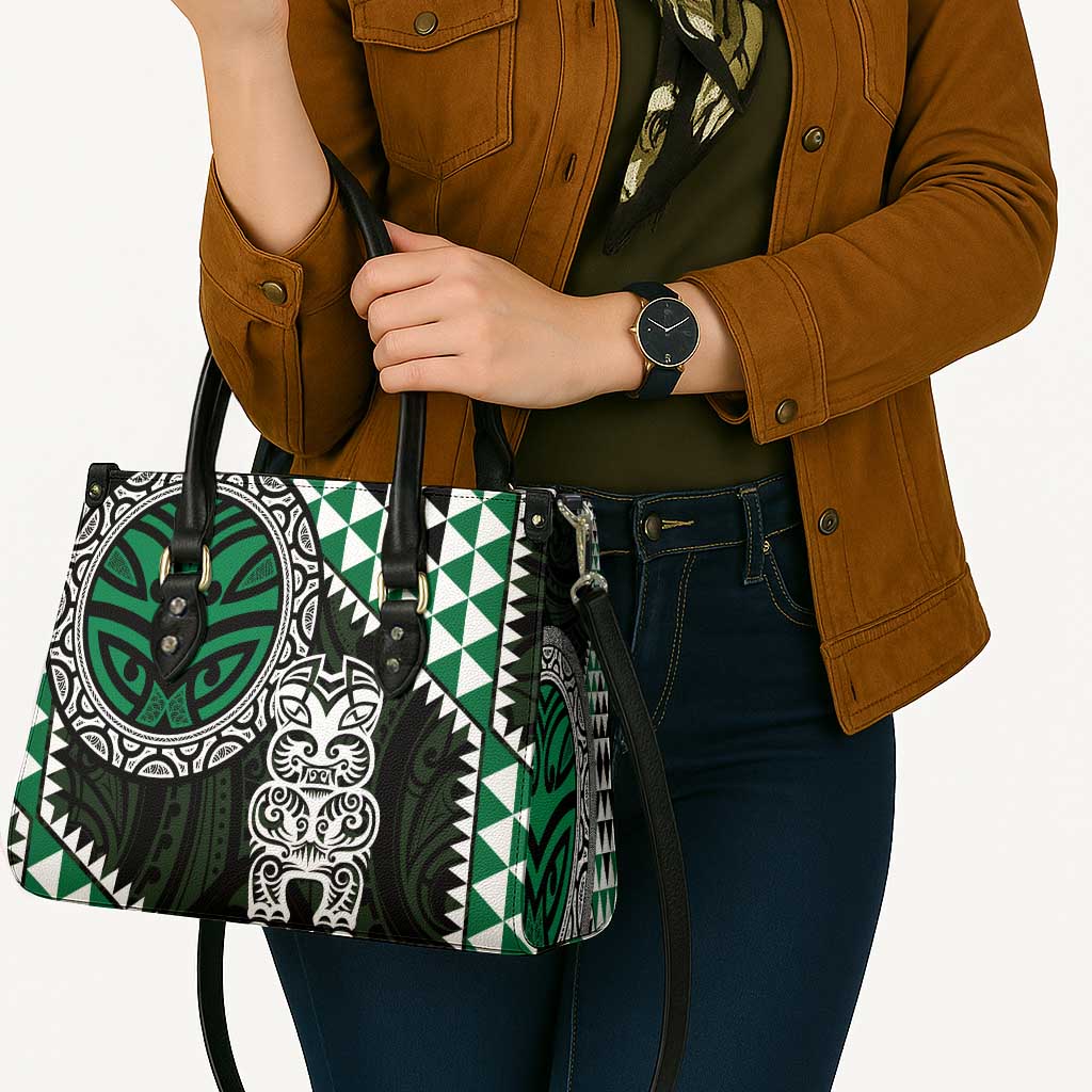 Green Aotearoa Niho Taniwha Leather Bag Maori Mythology Tooth - Taniko Motifs - Aussie Hoodie