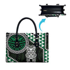 Green Aotearoa Niho Taniwha Leather Bag Maori Mythology Tooth - Taniko Motifs - Aussie Hoodie