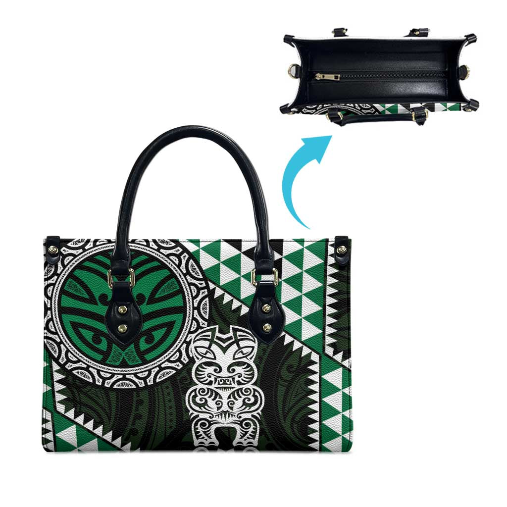 Green Aotearoa Niho Taniwha Leather Bag Maori Mythology Tooth - Taniko Motifs - Aussie Hoodie