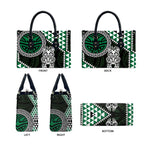 Green Aotearoa Niho Taniwha Leather Bag Maori Mythology Tooth - Taniko Motifs - Aussie Hoodie