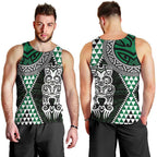 Green Aotearoa Niho Taniwha Men Tank Top Maori Mythology Tooth - Taniko Motifs