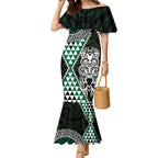 Green Aotearoa Niho Taniwha Mermaid Dress Maori Mythology Tooth - Taniko Motifs
