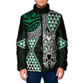 Green Aotearoa Niho Taniwha Padded Jacket Maori Mythology Tooth - Taniko Motifs - Aussie Hoodie
