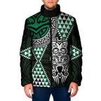 Green Aotearoa Niho Taniwha Padded Jacket Maori Mythology Tooth - Taniko Motifs - Aussie Hoodie