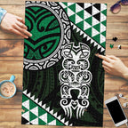 Green Aotearoa Niho Taniwha Puzzle Maori Mythology Tooth - Taniko Motifs - Aussie Hoodie