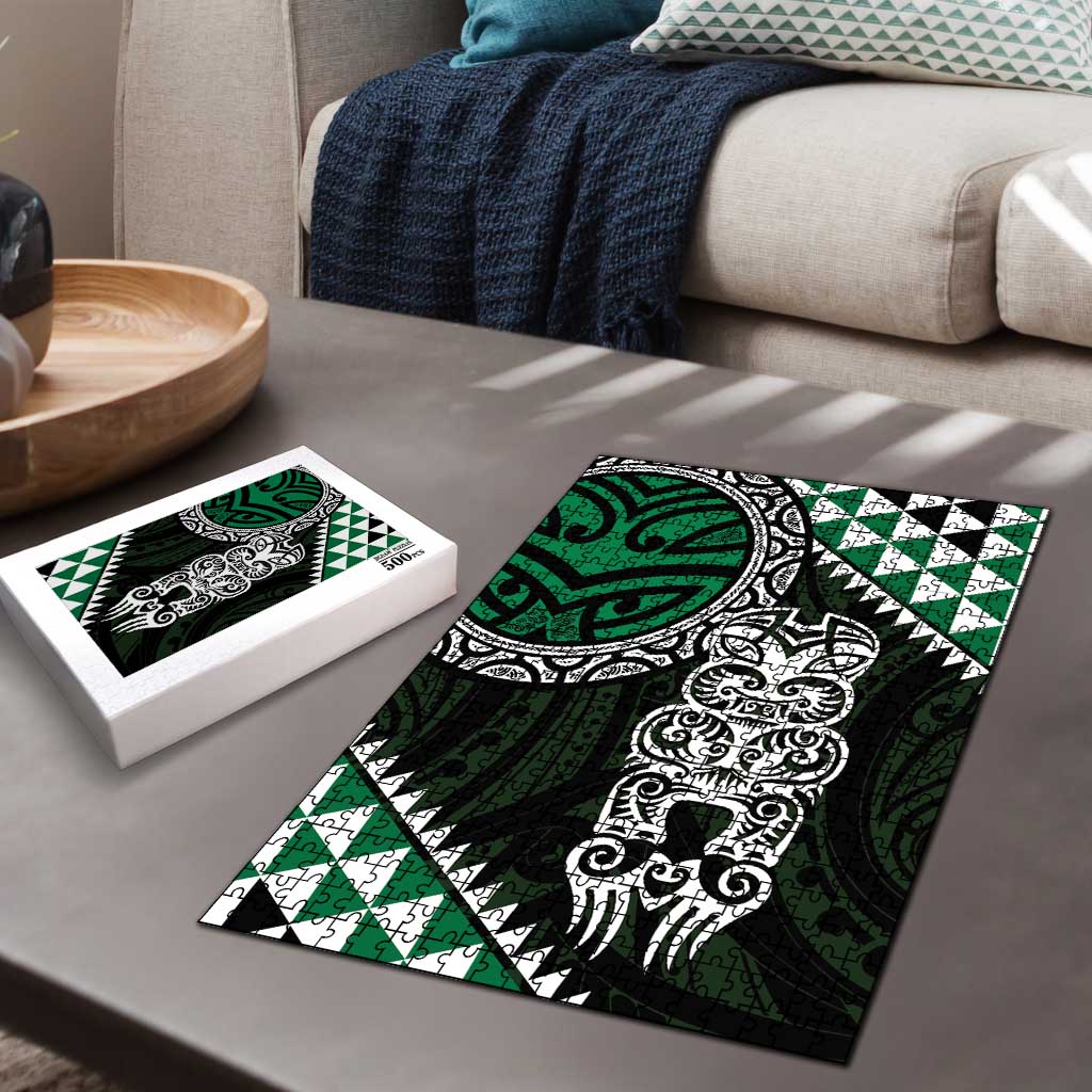 Green Aotearoa Niho Taniwha Puzzle Maori Mythology Tooth - Taniko Motifs - Aussie Hoodie
