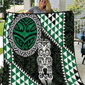 Green Aotearoa Niho Taniwha Quilt Maori Mythology Tooth - Taniko Motifs