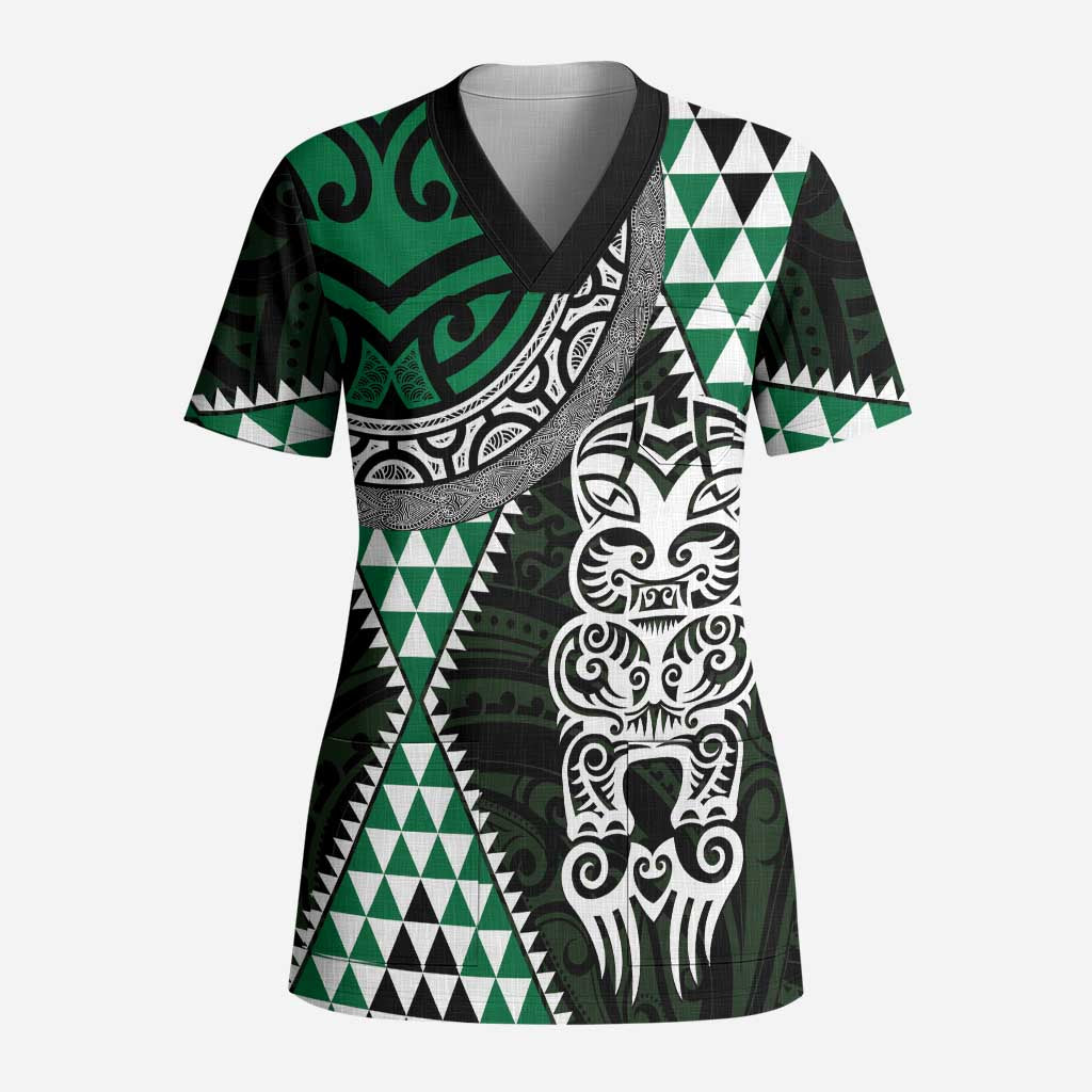 Green Aotearoa Niho Taniwha Scrub Top Maori Mythology Tooth - Taniko Motifs - Aussie Hoodie