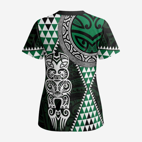 Green Aotearoa Niho Taniwha Scrub Top Maori Mythology Tooth - Taniko Motifs - Aussie Hoodie