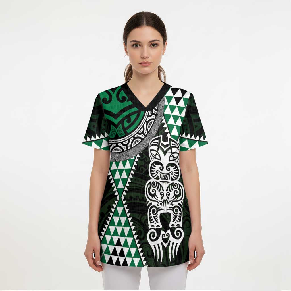 Green Aotearoa Niho Taniwha Scrub Top Maori Mythology Tooth - Taniko Motifs - Aussie Hoodie