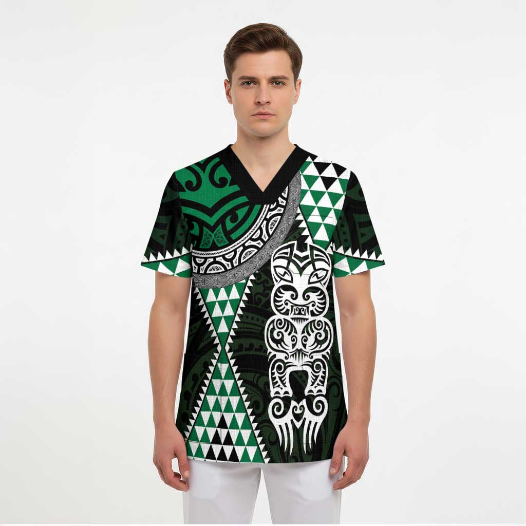 Green Aotearoa Niho Taniwha Scrub Top Maori Mythology Tooth - Taniko Motifs - Aussie Hoodie