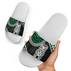 Green Aotearoa Niho Taniwha Slide Sandals Maori Mythology Tooth - Taniko Motifs - Aussie Hoodie