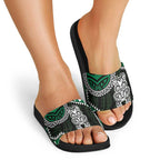 Green Aotearoa Niho Taniwha Slide Sandals Maori Mythology Tooth - Taniko Motifs - Aussie Hoodie