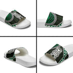 Green Aotearoa Niho Taniwha Slide Sandals Maori Mythology Tooth - Taniko Motifs - Aussie Hoodie