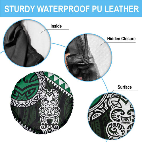 Green Aotearoa Niho Taniwha Spare Tire Cover Maori Mythology Tooth - Taniko Motifs