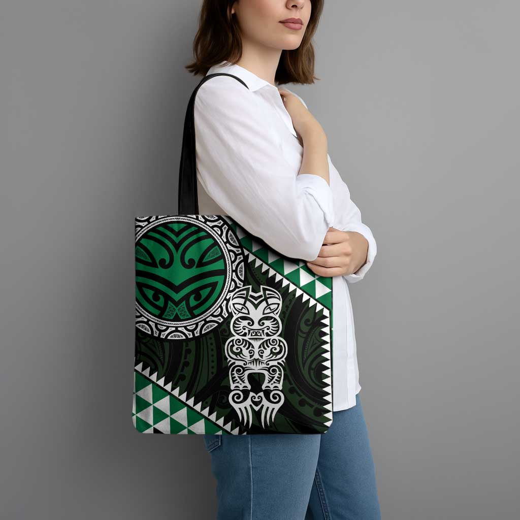 Green Aotearoa Niho Taniwha Tote Bag Maori Mythology Tooth - Taniko Motifs - Aussie Hoodie