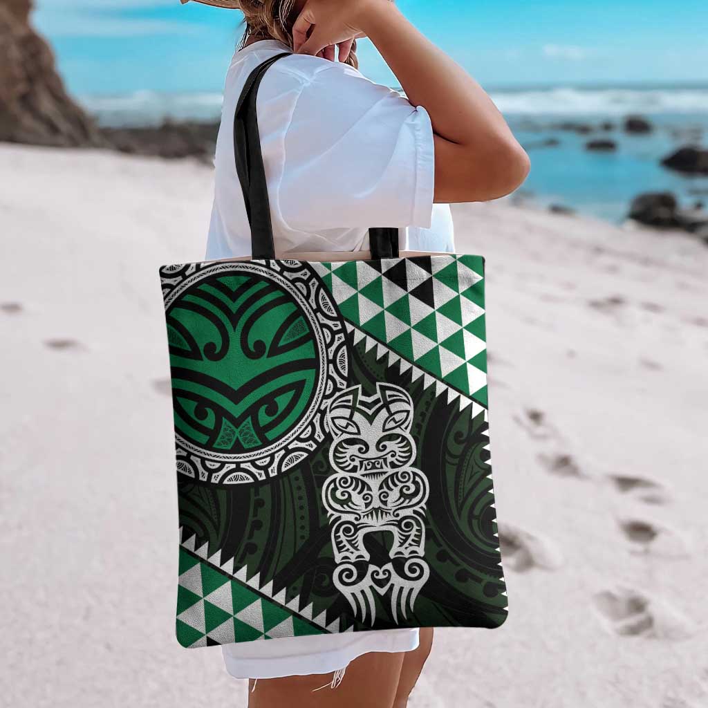 Green Aotearoa Niho Taniwha Tote Bag Maori Mythology Tooth - Taniko Motifs - Aussie Hoodie